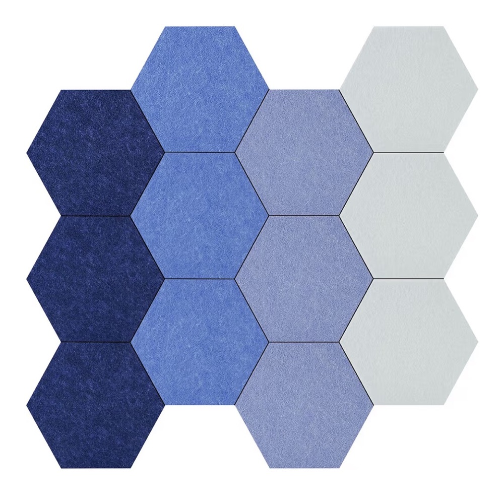 Hexagon Blue and White bulletin board tiles